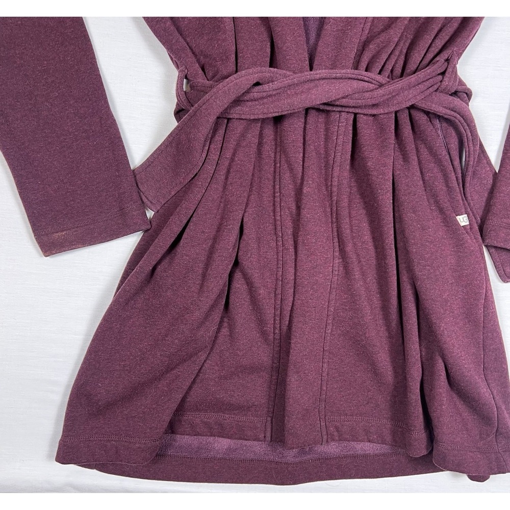 UGG Plush Fleece Belted Robe Bathrobe‎ Womens Medium Burgundy Lounge Cozy Shawl - Picture 4 of 16